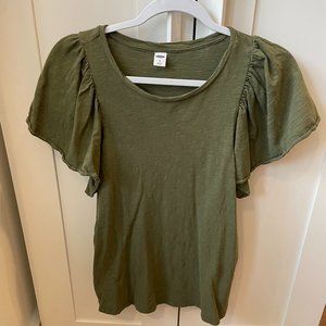 Green Flutter Sleeve Top